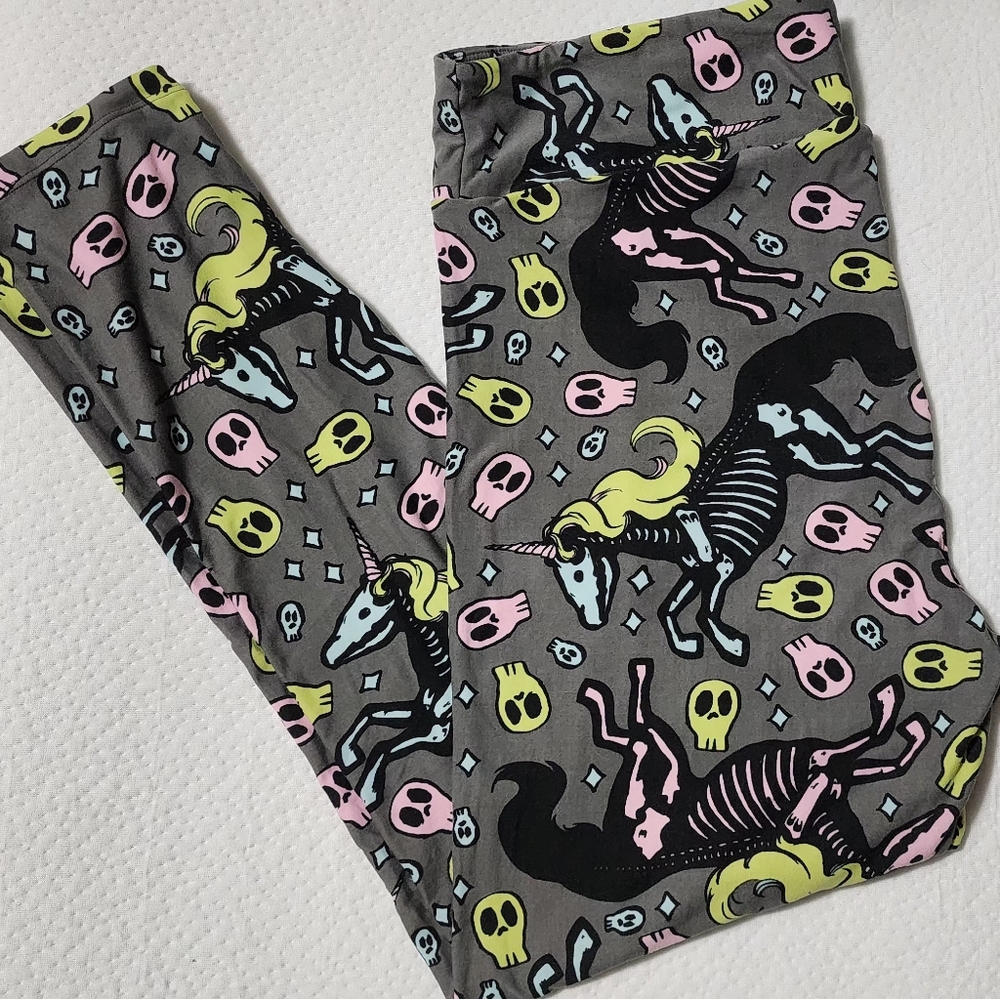 Lularoe TC2 Leggings Halloween Skeleton unicorn